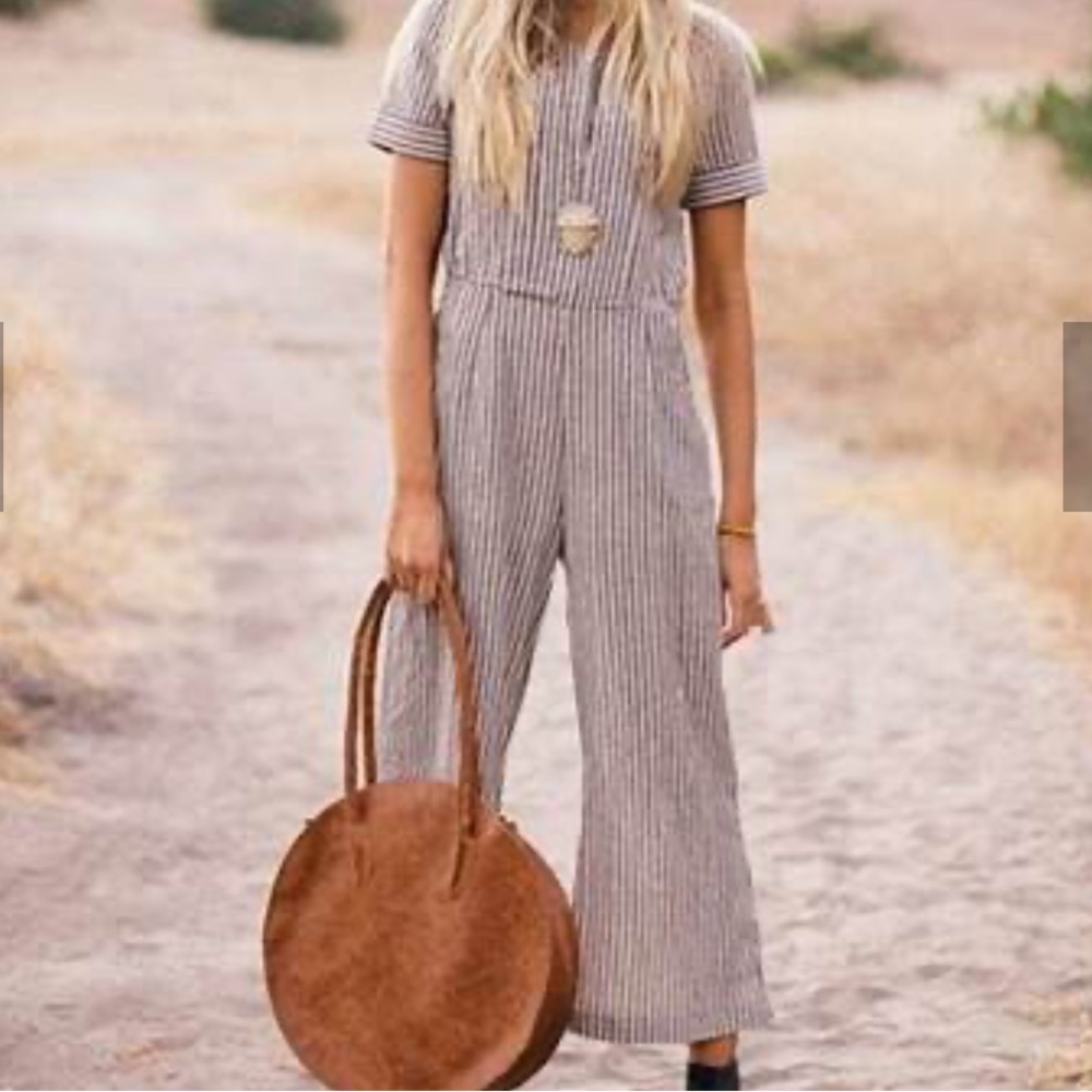 PEPPER PLACE DESIGN CULOTTE JUMPSUIT SZ SMALL COTTON LINEN
